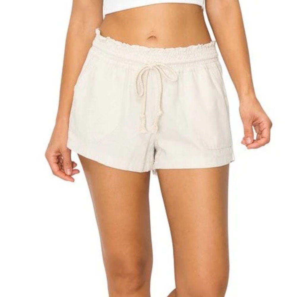 Guess White Linen Shorts